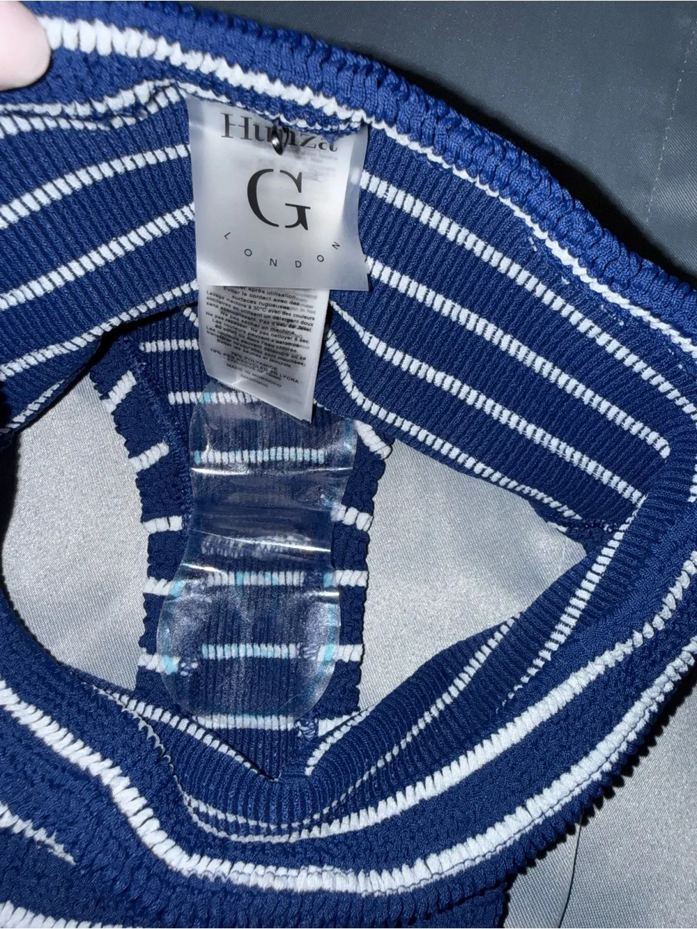 Hunza G Navy and White Striped Two-Piece Bikini